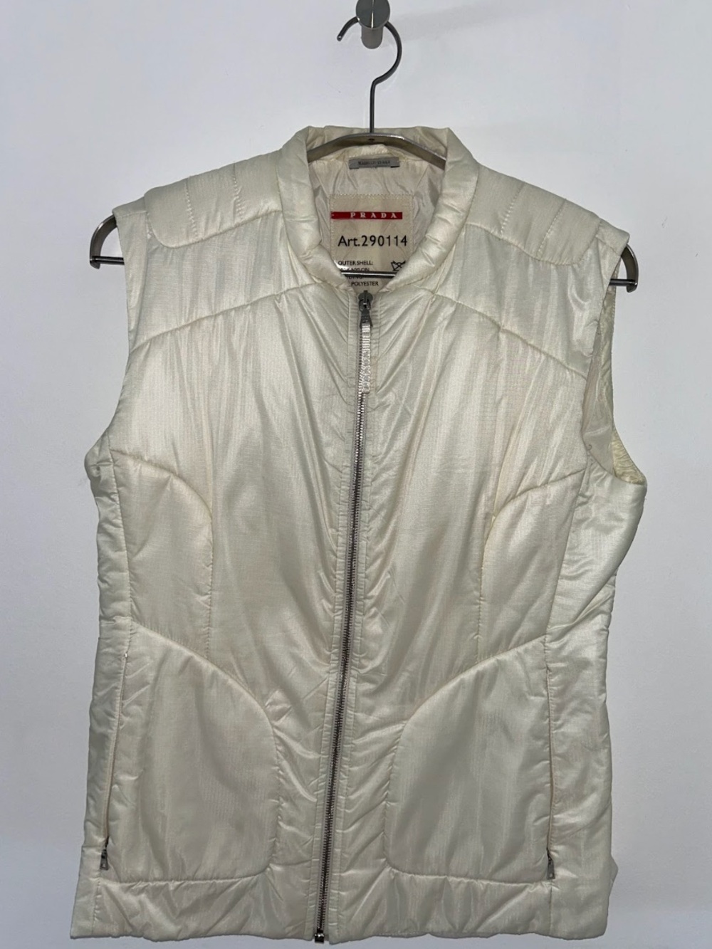 Prada Cream Quilted Sleeveless Zip Vest